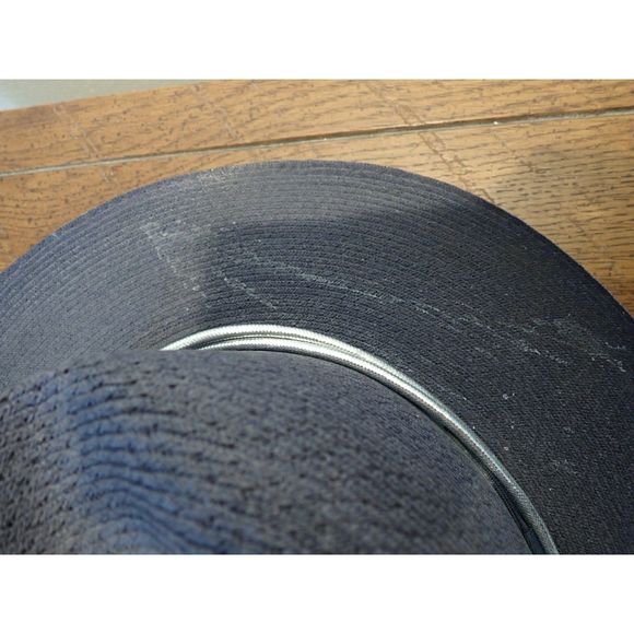 Lawman Hat Genuine Milan 7 1/4 Silver Tassel Campaign Sheriff Blue Navy Straw - Picture 4 of 10